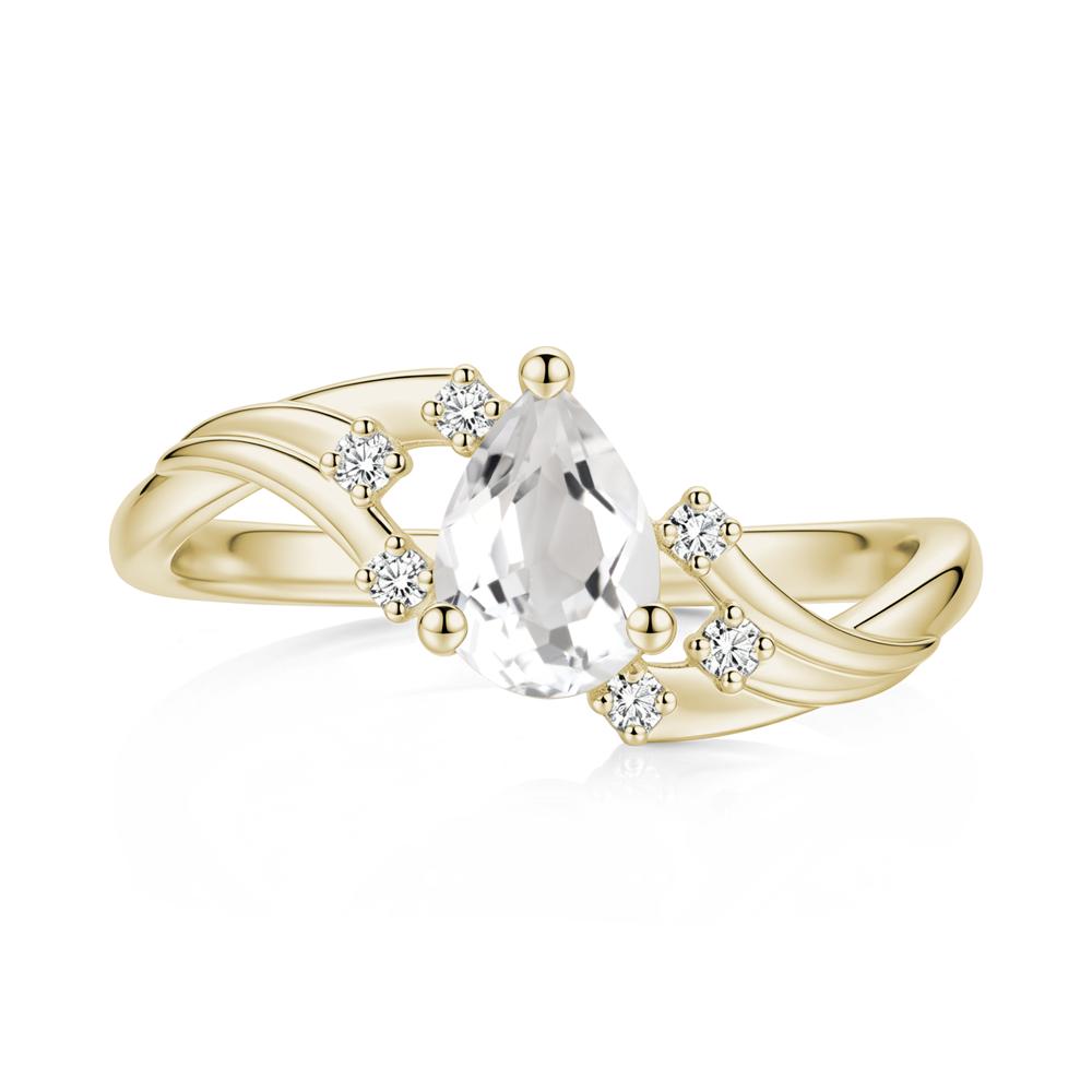 Pear Shaped Tourmaline Cluster Bypass Ring - LUO Jewelry #gemstone_White Topaz