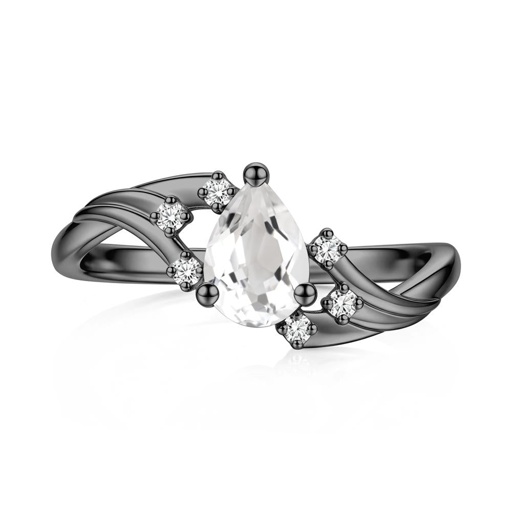 Pear Shaped Tourmaline Cluster Bypass Ring - LUO Jewelry #gemstone_White Topaz