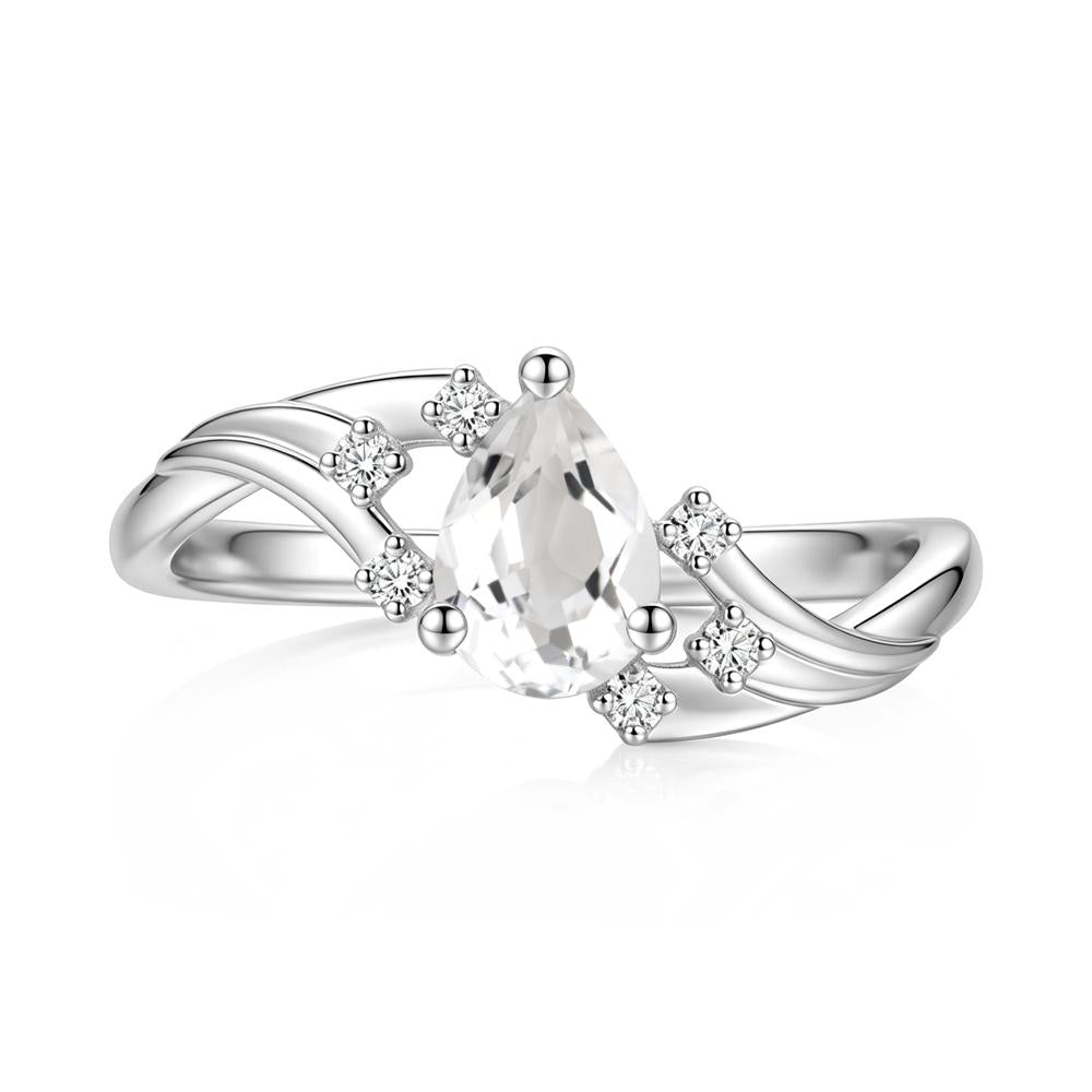 Pear Shaped Tourmaline Cluster Bypass Ring - LUO Jewelry #gemstone_White Topaz
