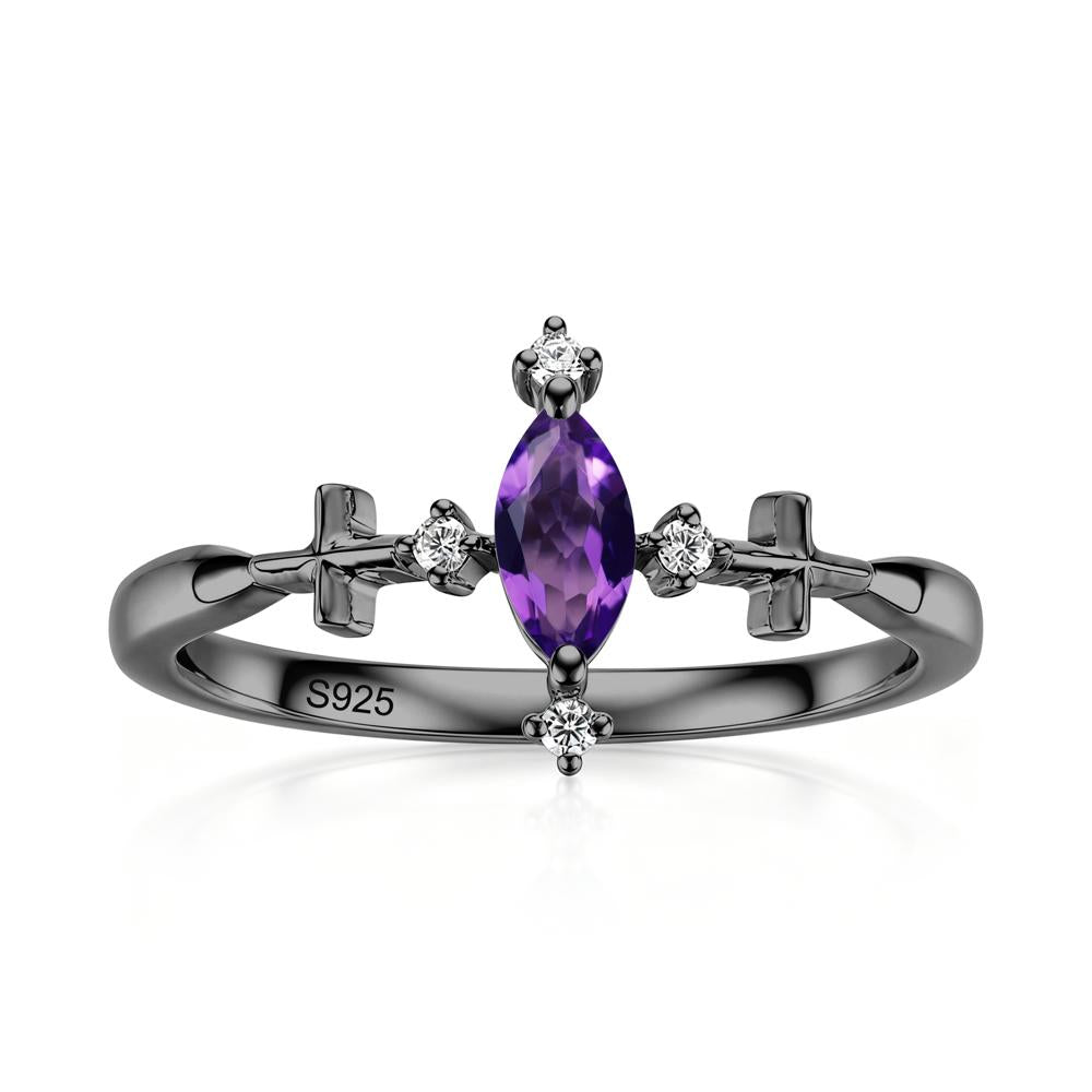 Petite Marquise Cut London Blue Topaz Cross Ring - LUO Jewelry #gemstone_Amethyst