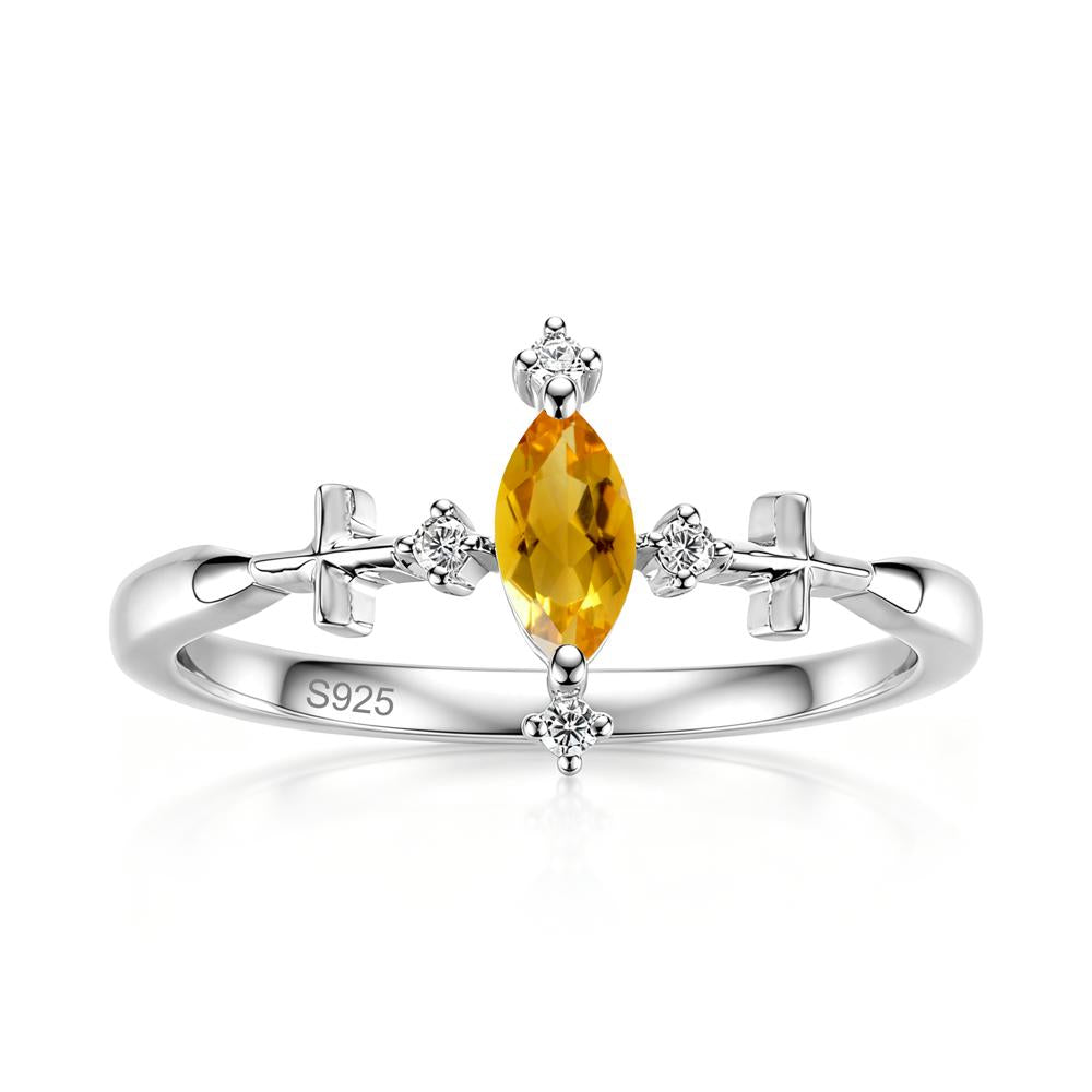 Petite Marquise Cut London Blue Topaz Cross Ring - LUO Jewelry #gemstone_Citrine