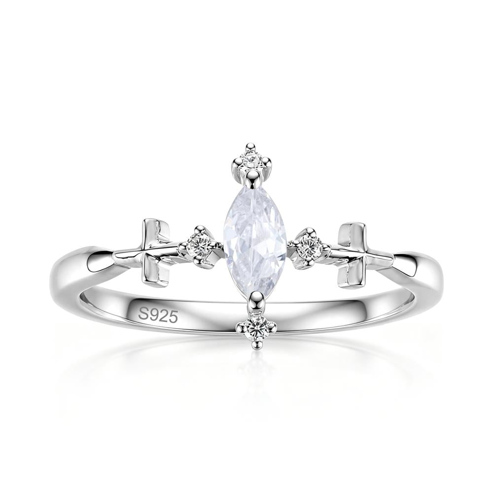 Petite Marquise Cut London Blue Topaz Cross Ring - LUO Jewelry #gemstone_Cubic Zirconia