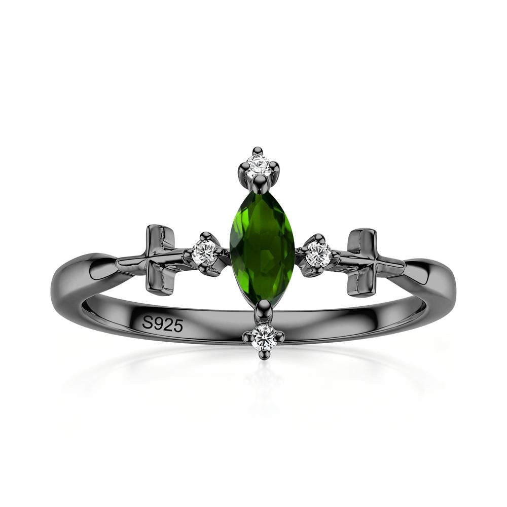 Petite Marquise Cut London Blue Topaz Cross Ring - LUO Jewelry #gemstone_Diopside