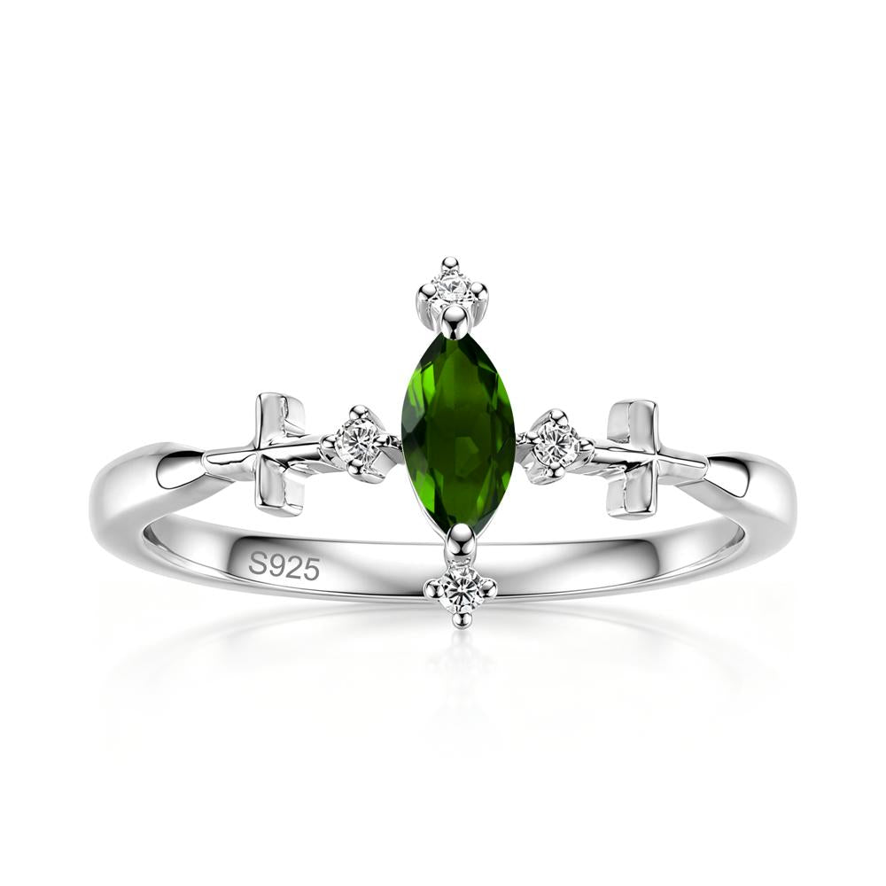 Petite Marquise Cut London Blue Topaz Cross Ring - LUO Jewelry #gemstone_Diopside