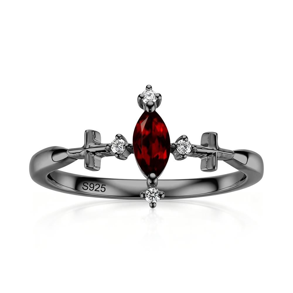Petite Marquise Cut London Blue Topaz Cross Ring - LUO Jewelry #gemstone_Garnet