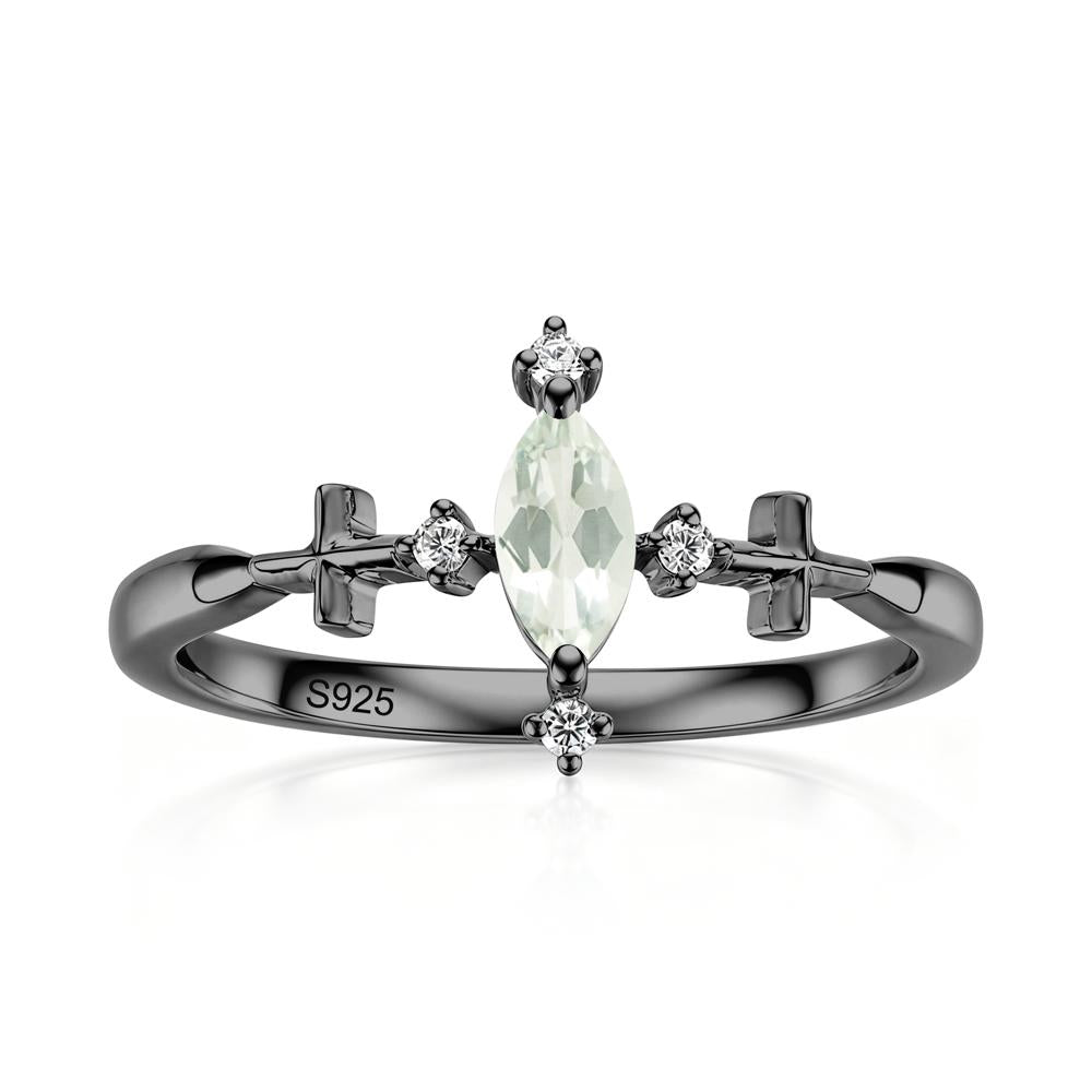 Petite Marquise Cut London Blue Topaz Cross Ring - LUO Jewelry #gemstone_Green Amethyst