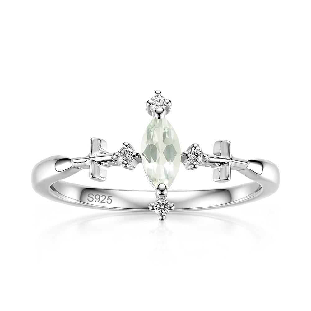Petite Marquise Cut London Blue Topaz Cross Ring - LUO Jewelry #gemstone_Green Amethyst