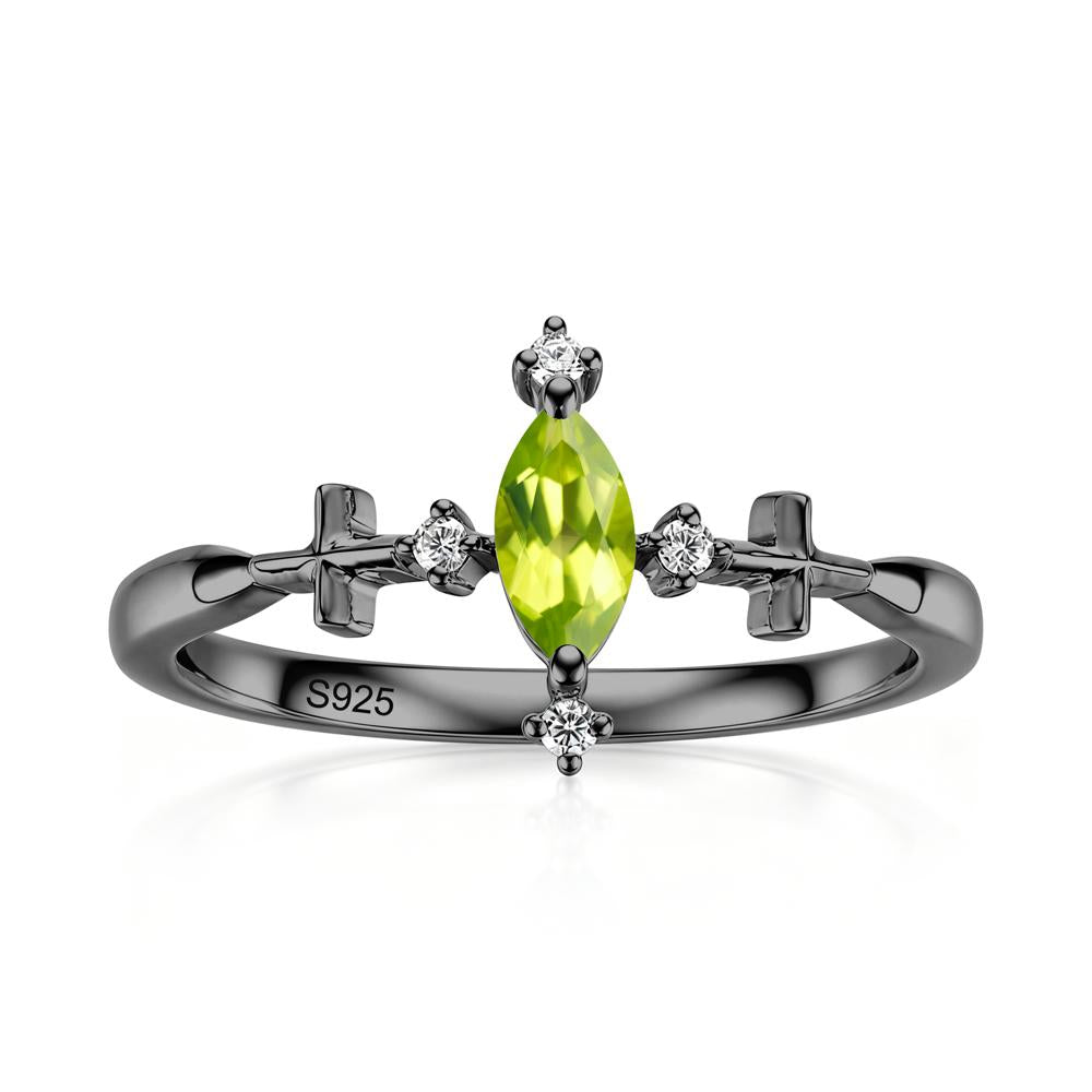 Petite Marquise Cut London Blue Topaz Cross Ring - LUO Jewelry #gemstone_Peridot