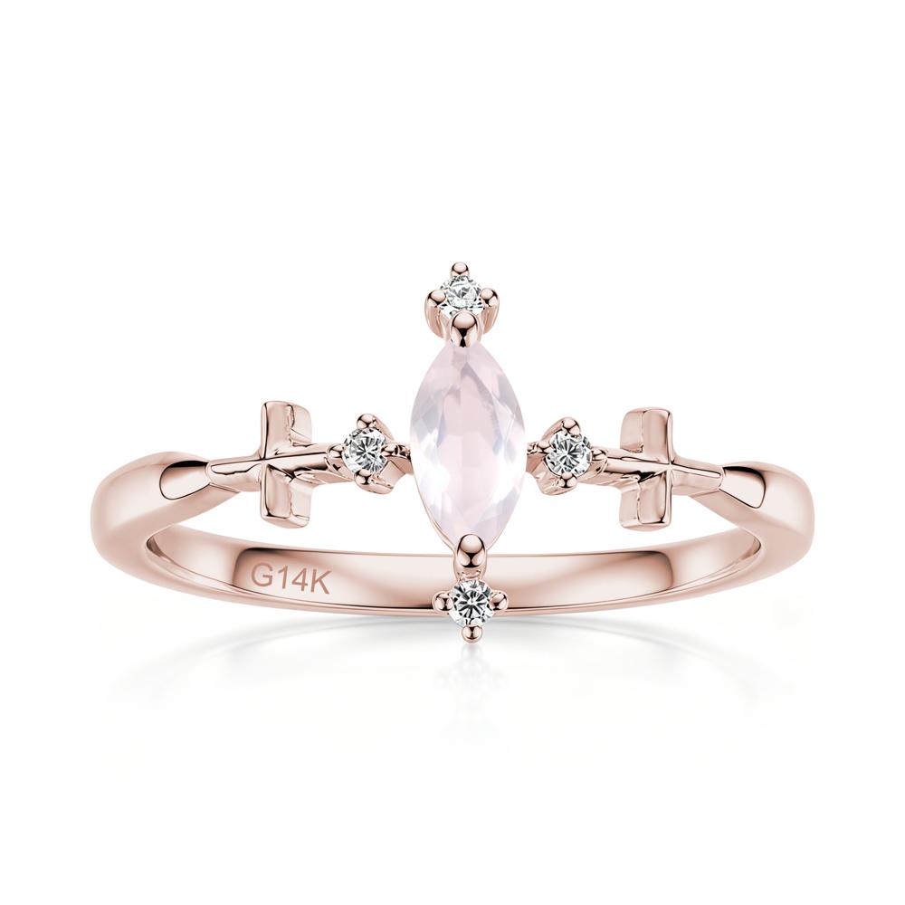 Petite Marquise Cut London Blue Topaz Cross Ring - LUO Jewelry #gemstone_Rose Quartz