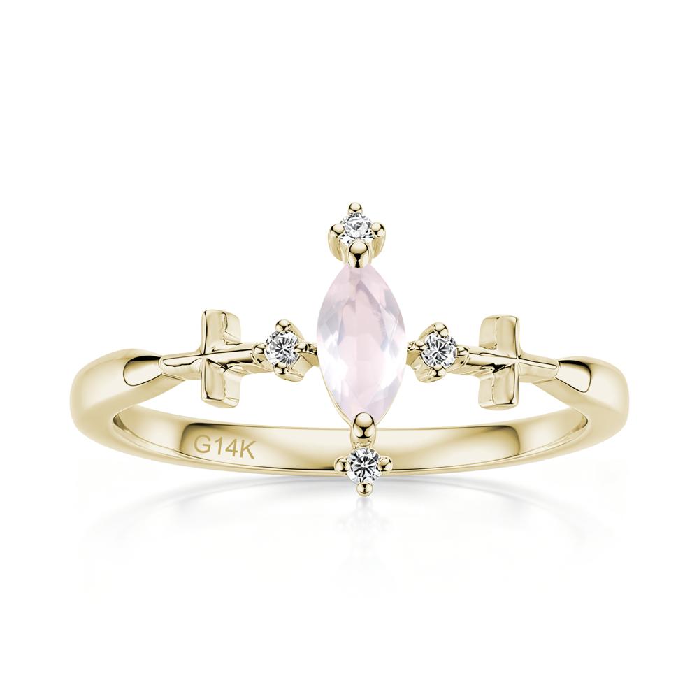 Petite Marquise Cut London Blue Topaz Cross Ring - LUO Jewelry #gemstone_Rose Quartz