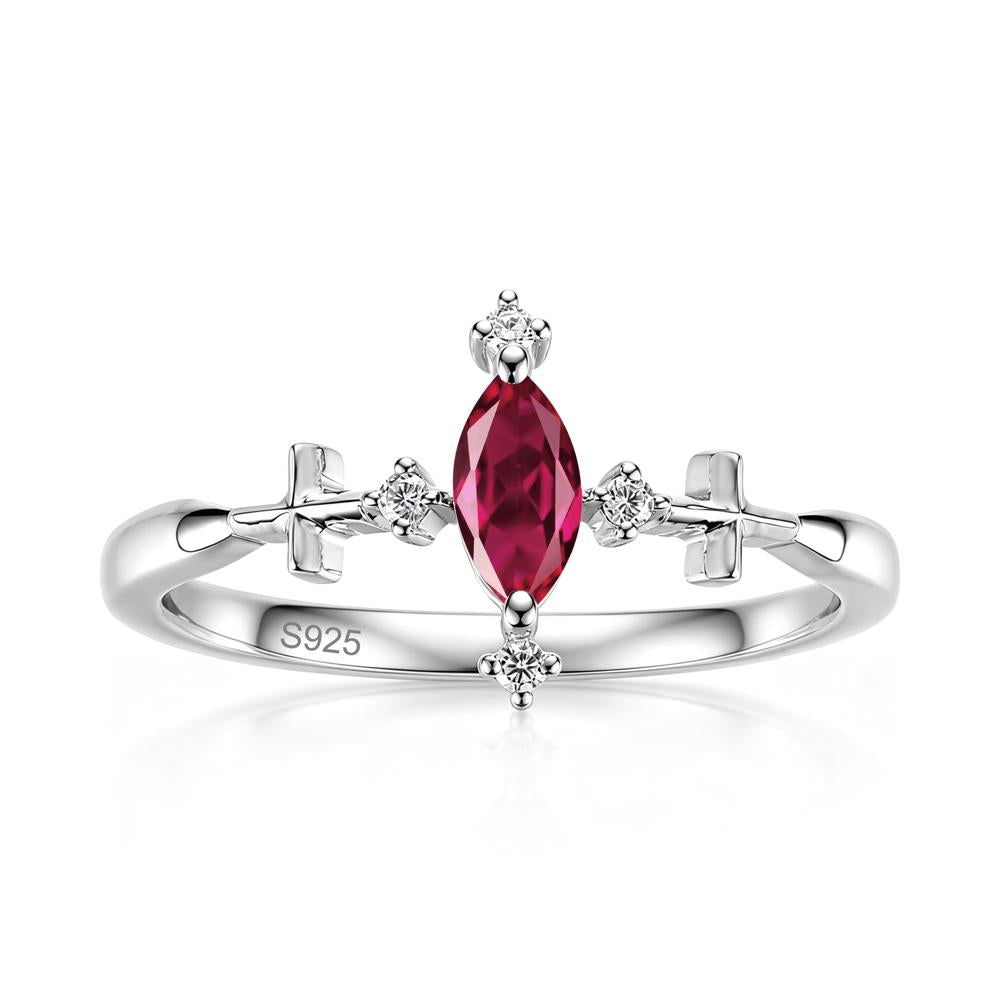 Petite Marquise Cut London Blue Topaz Cross Ring - LUO Jewelry #gemstone_Ruby