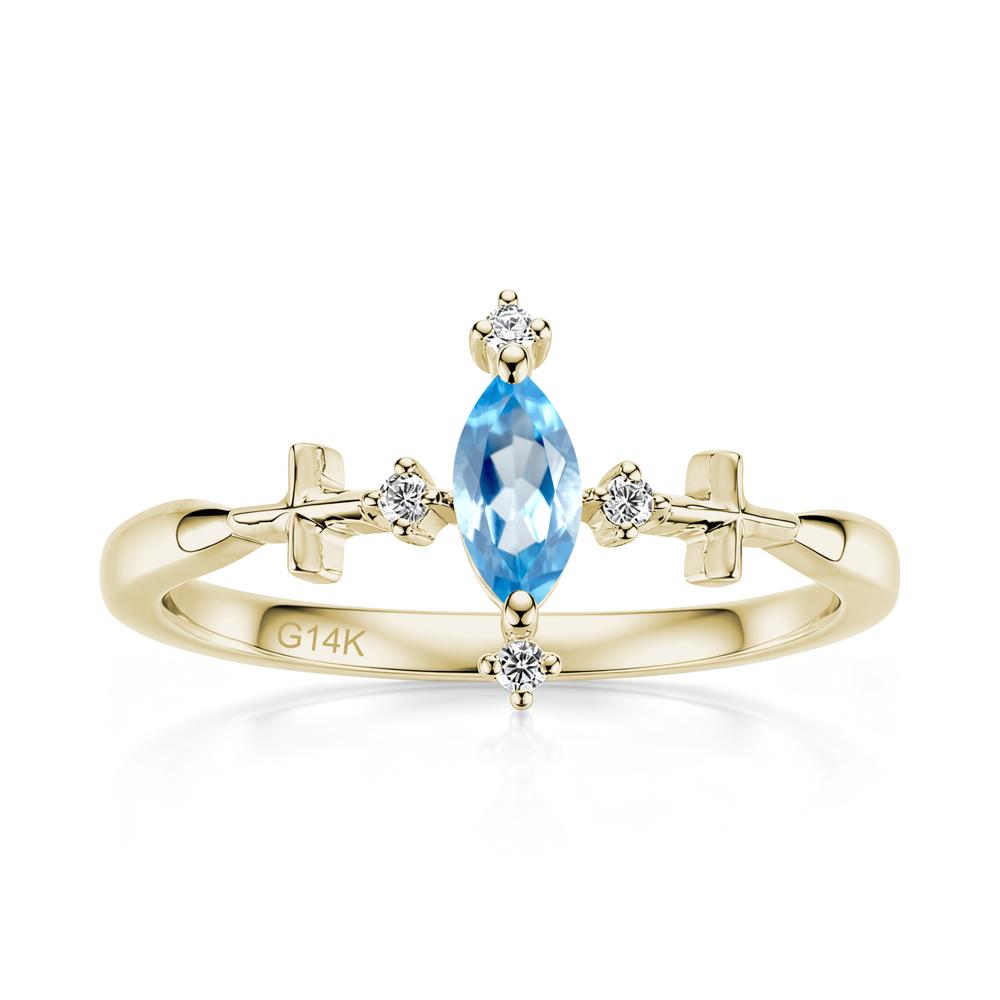 Petite Marquise Cut London Blue Topaz Cross Ring - LUO Jewelry #gemstone_Swiss Blue Topaz