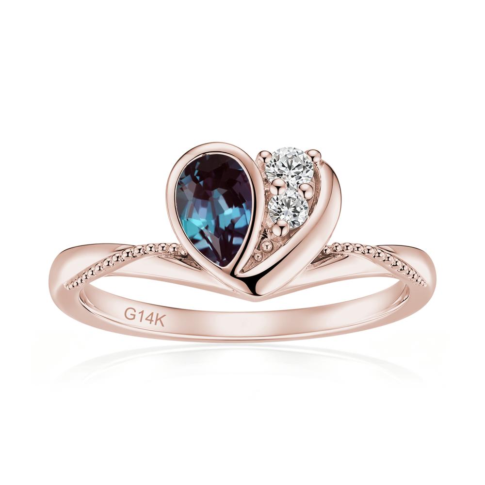 Bezel Setting Amethyst Milgrain Ring - LUO Jewelry #gemstone_Alexandrite