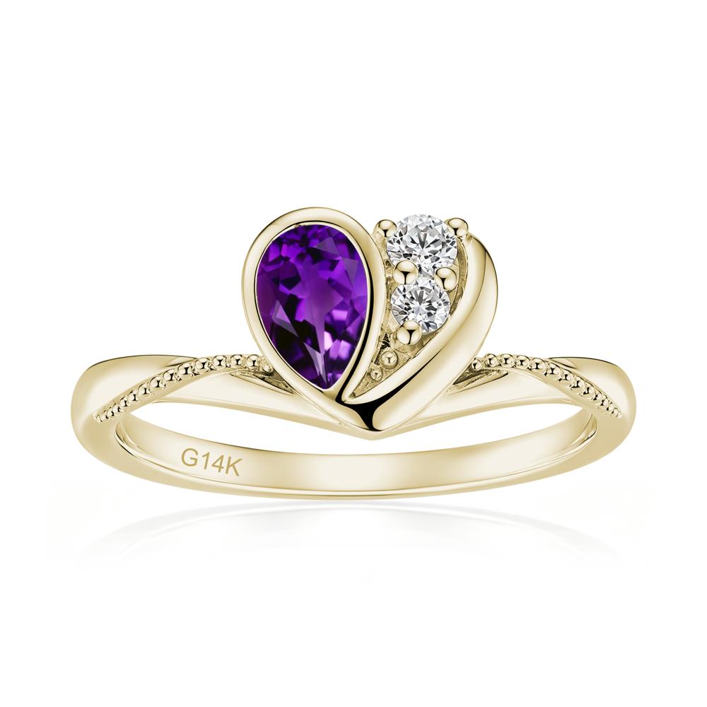 Bezel Setting Amethyst Milgrain Ring - LUO Jewelry #gemstone_Amethyst