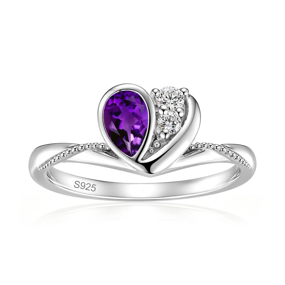 Bezel Setting Amethyst Milgrain Ring - LUO Jewelry #gemstone_Amethyst