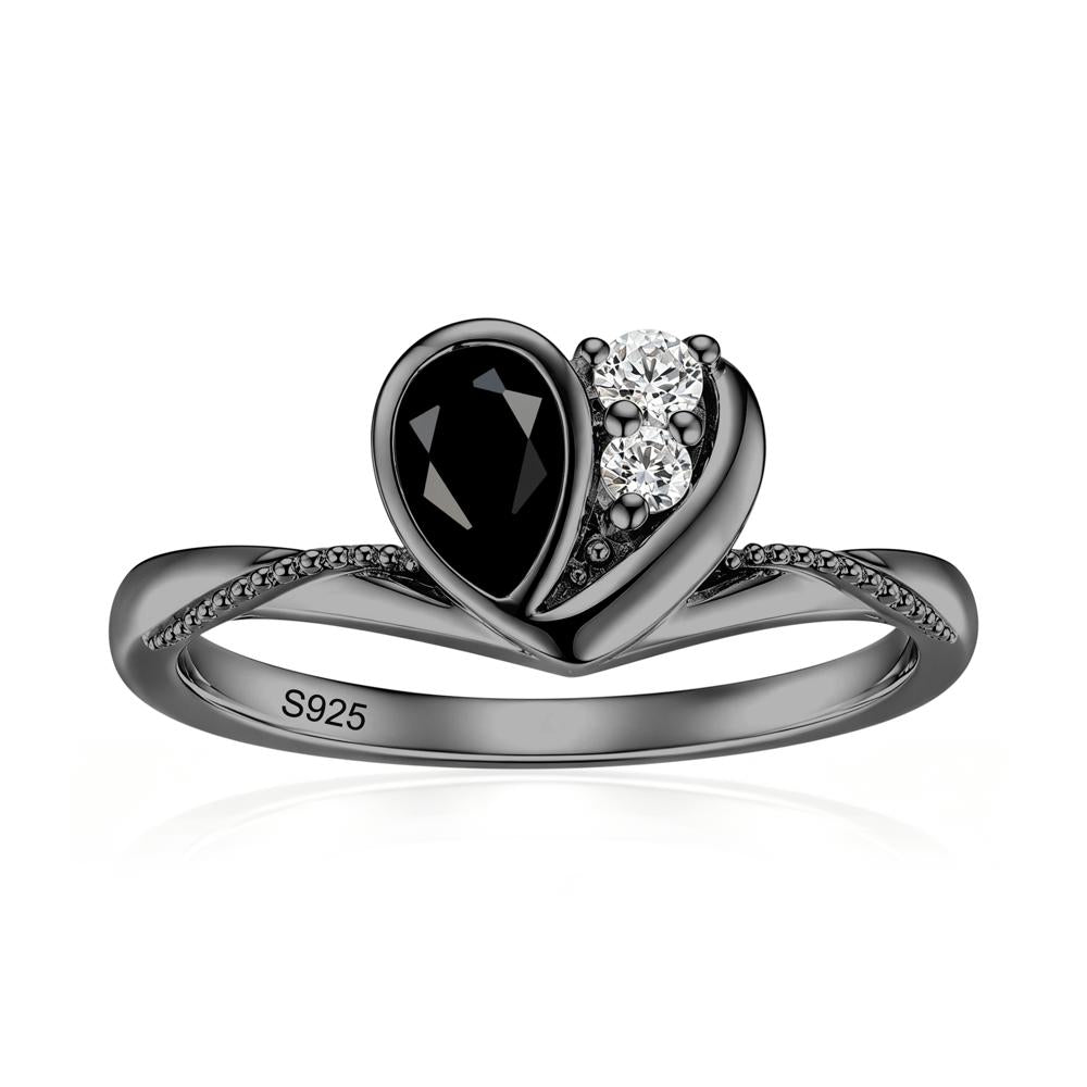 Bezel Setting Amethyst Milgrain Ring - LUO Jewelry #gemstone_Black Spinel