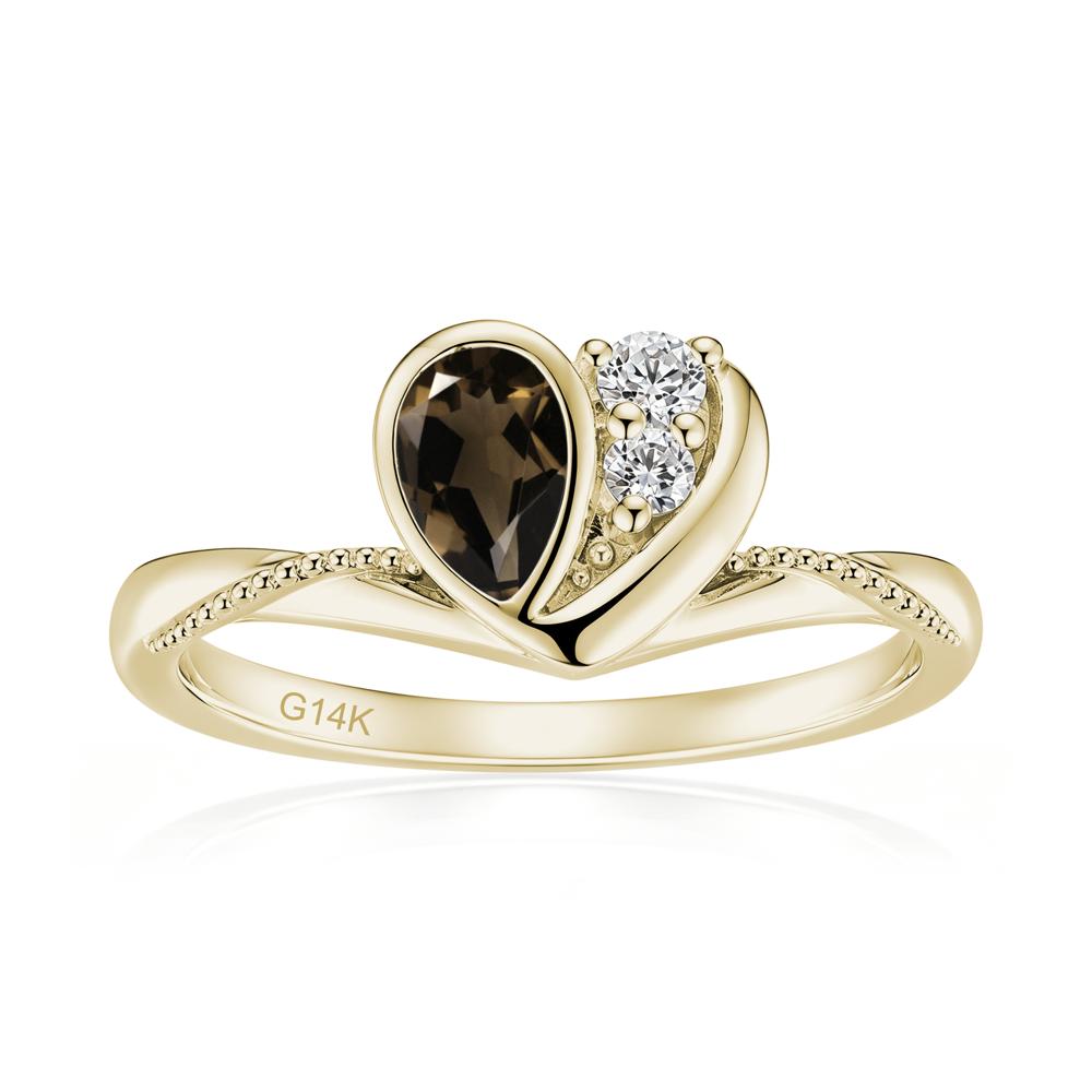 Bezel Setting Amethyst Milgrain Ring - LUO Jewelry #gemstone_Smoky Quartz