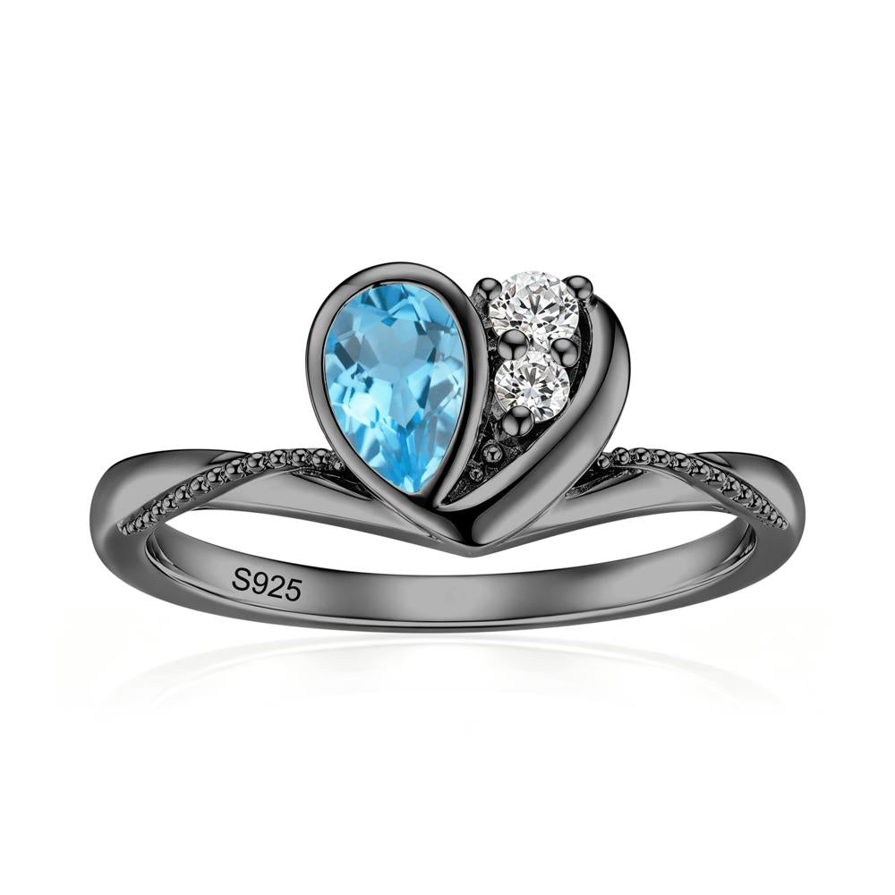 Bezel Setting Amethyst Milgrain Ring - LUO Jewelry #gemstone_Swiss Blue Topaz