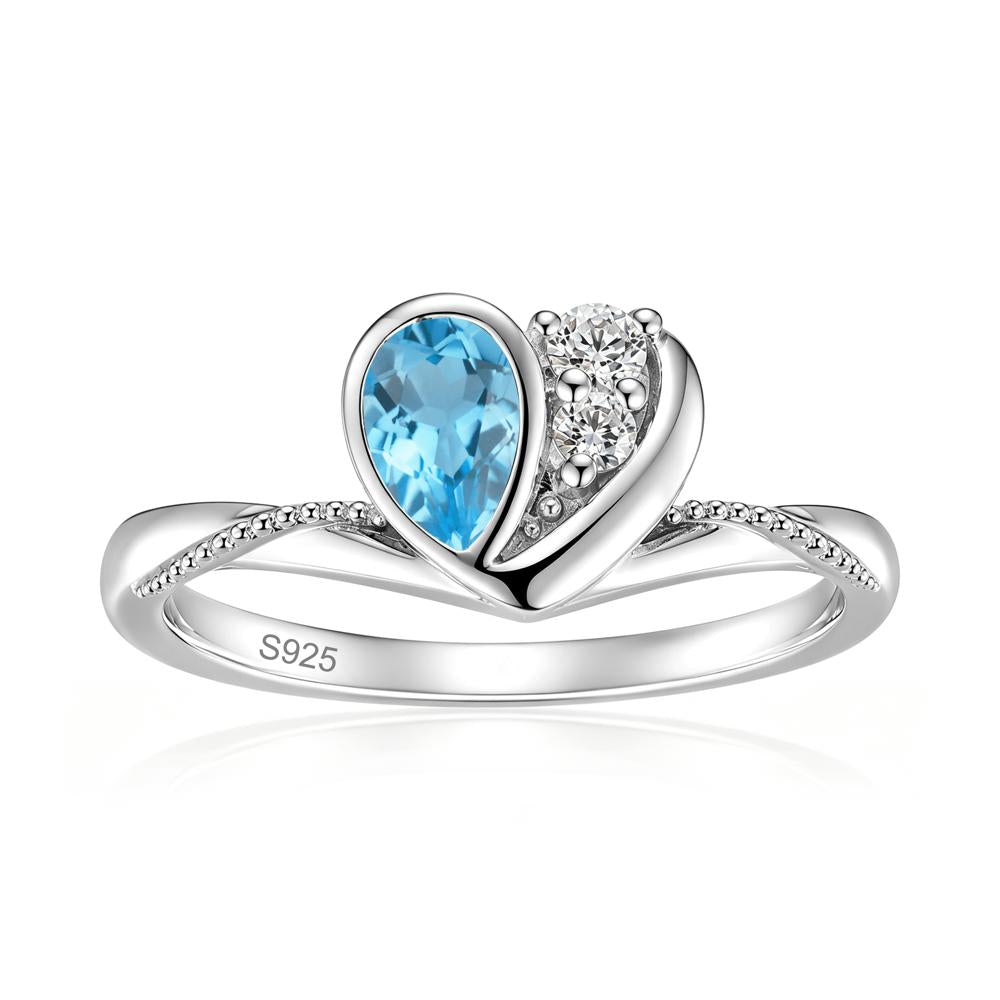 Bezel Setting Amethyst Milgrain Ring - LUO Jewelry #gemstone_Swiss Blue Topaz