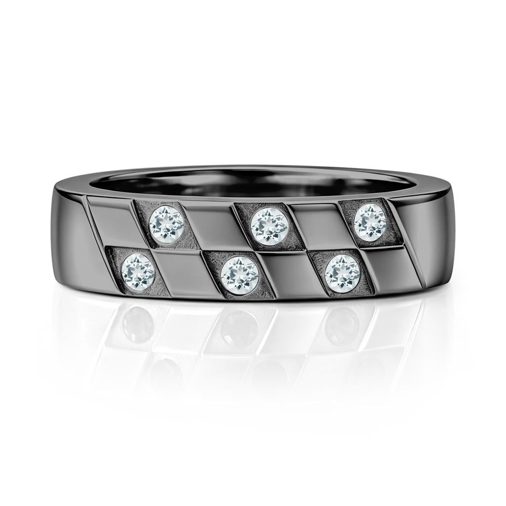 Moonstone Checkerboard Men's Ring - LUO Jewelry #gemstone_Aquamarine