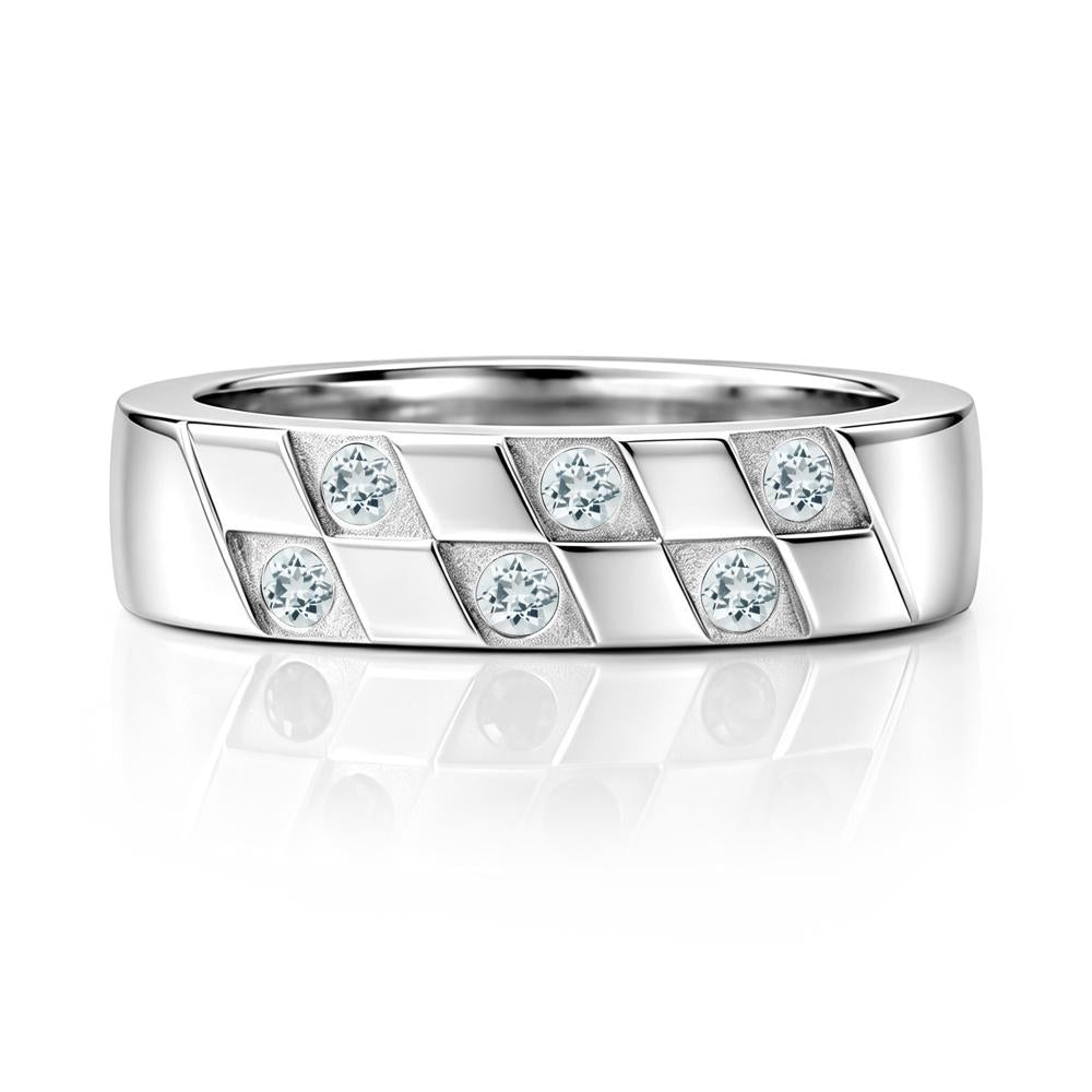 Moonstone Checkerboard Men's Ring - LUO Jewelry #gemstone_Aquamarine