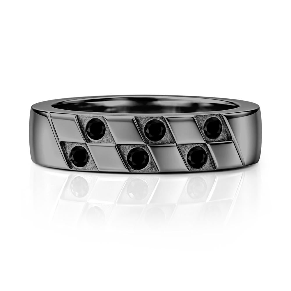 Moonstone Checkerboard Men's Ring - LUO Jewelry #gemstone_Black Spinel