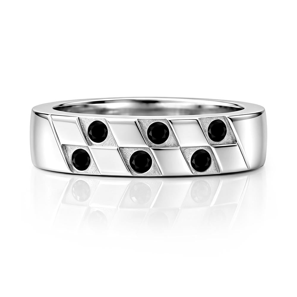 Moonstone Checkerboard Men's Ring - LUO Jewelry #gemstone_Black Spinel