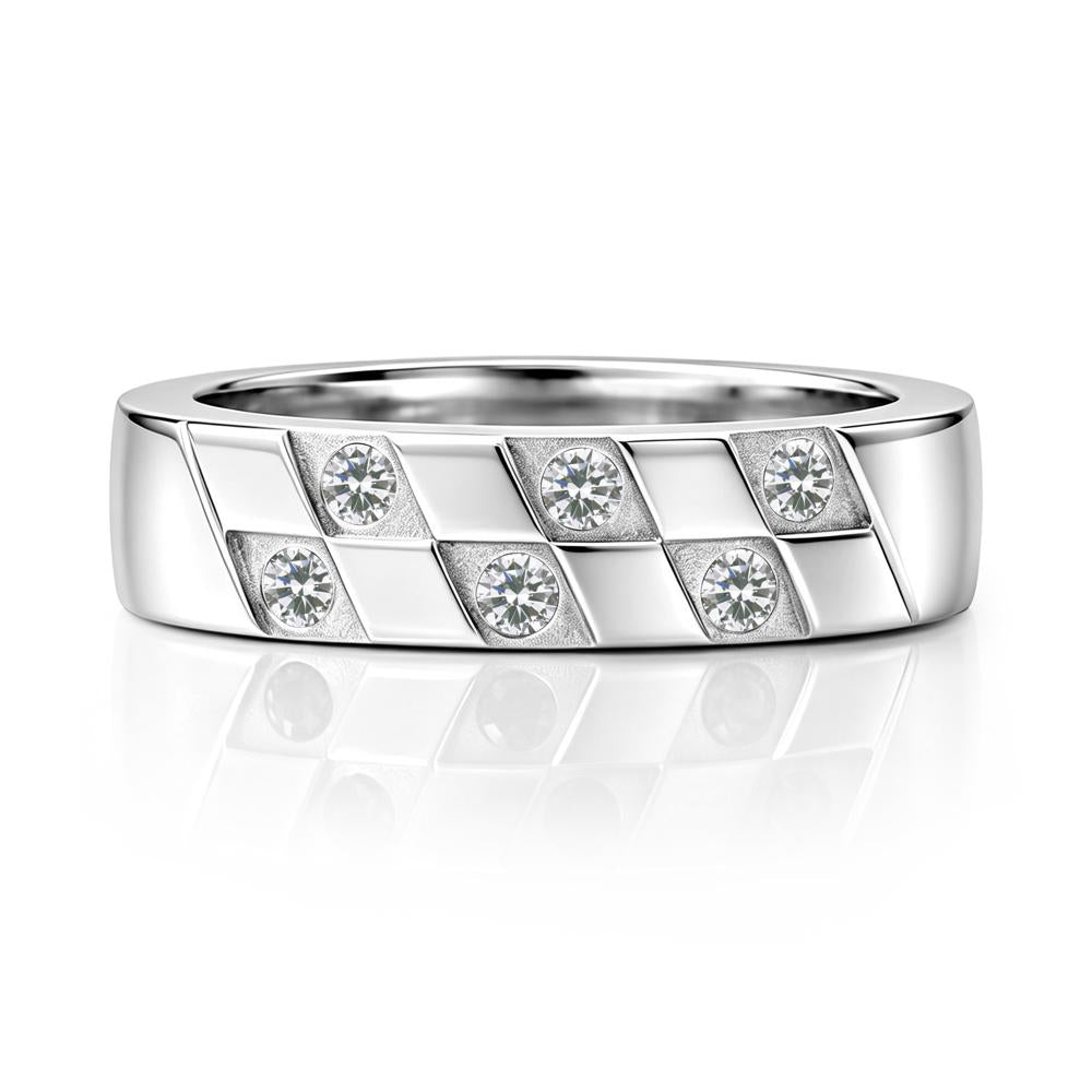 Moonstone Checkerboard Men's Ring - LUO Jewelry #gemstone_Cubic Zirconia