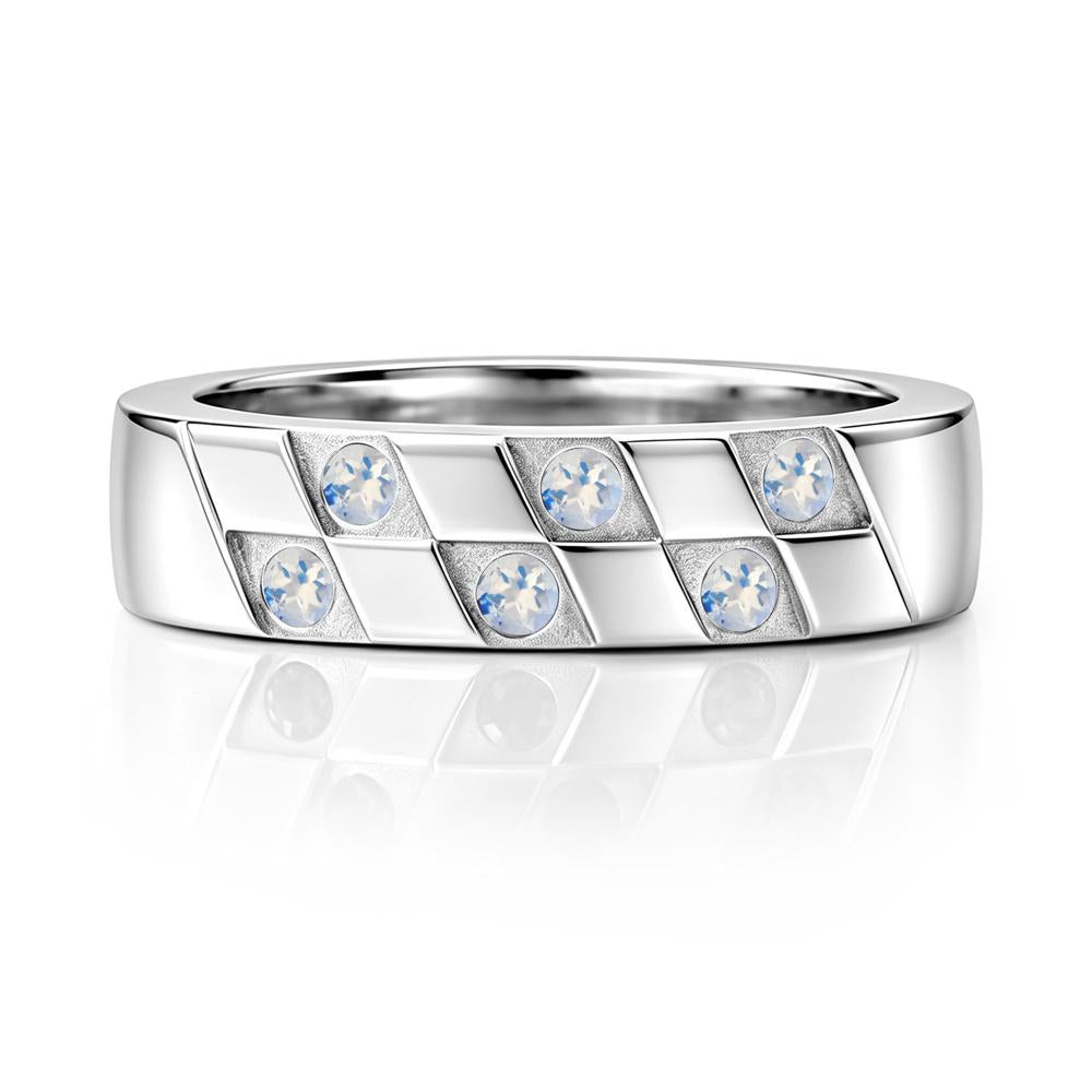 Moonstone Checkerboard Men's Ring - LUO Jewelry #gemstone_Moonstone