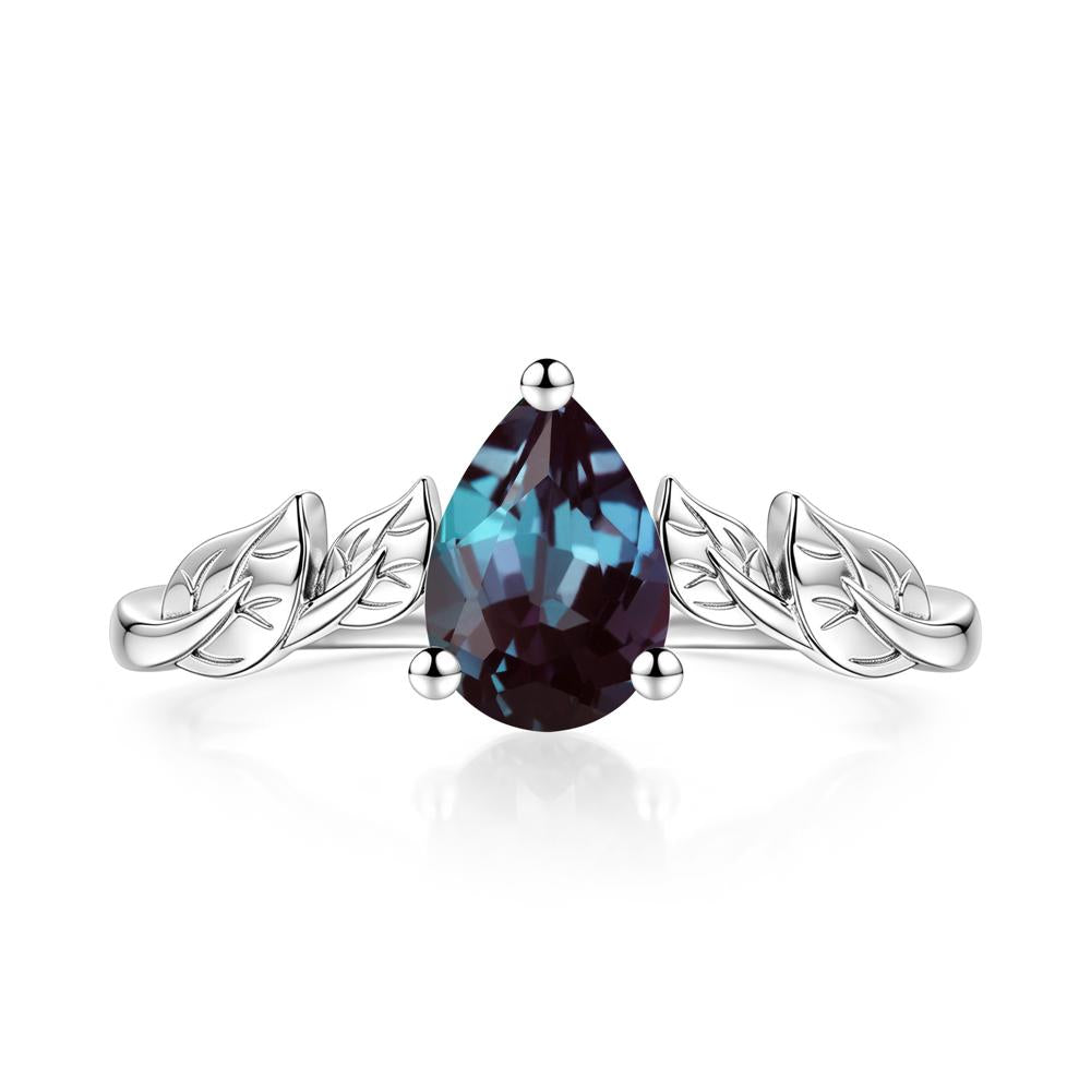 Pear Cut Amethyst Leaf Ring for Women - LUO Jewelry #gemstone_Alexandrite