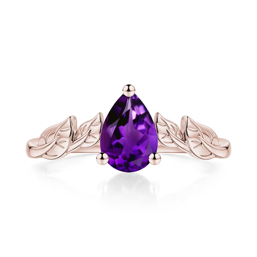 Pear Cut Amethyst Leaf Ring for Women - LUO Jewelry #gemstone_Amethyst