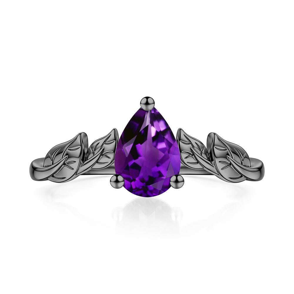 Pear Cut Amethyst Leaf Ring for Women - LUO Jewelry #gemstone_Amethyst