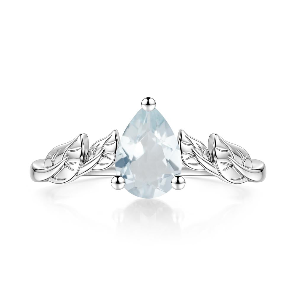 Pear Cut Amethyst Leaf Ring for Women - LUO Jewelry #gemstone_Aquamarine