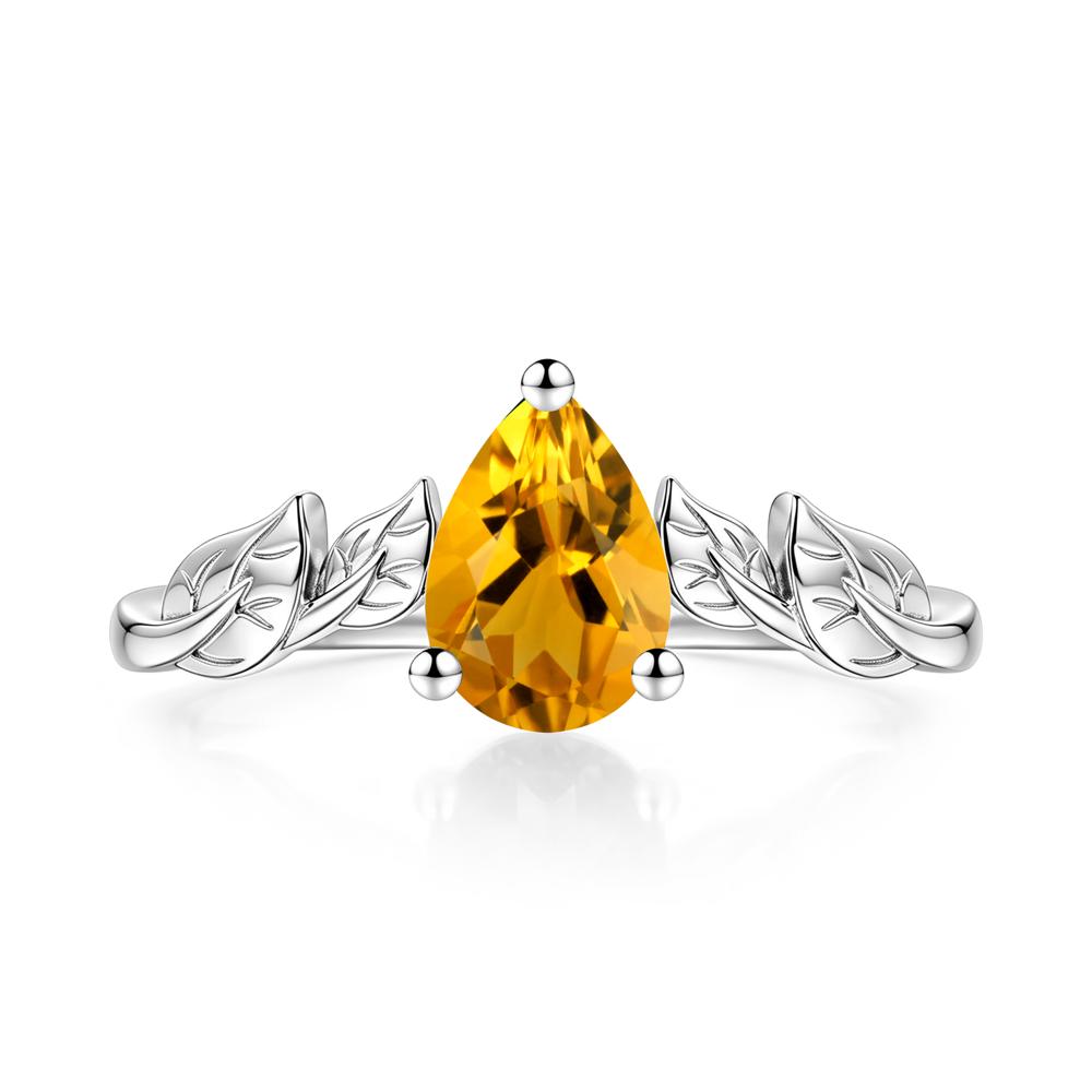 Pear Cut Amethyst Leaf Ring for Women - LUO Jewelry #gemstone_Citrine
