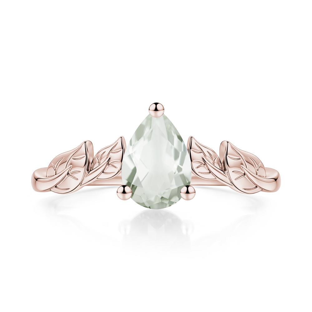 Pear Cut Amethyst Leaf Ring for Women - LUO Jewelry #gemstone_Green Amethyst