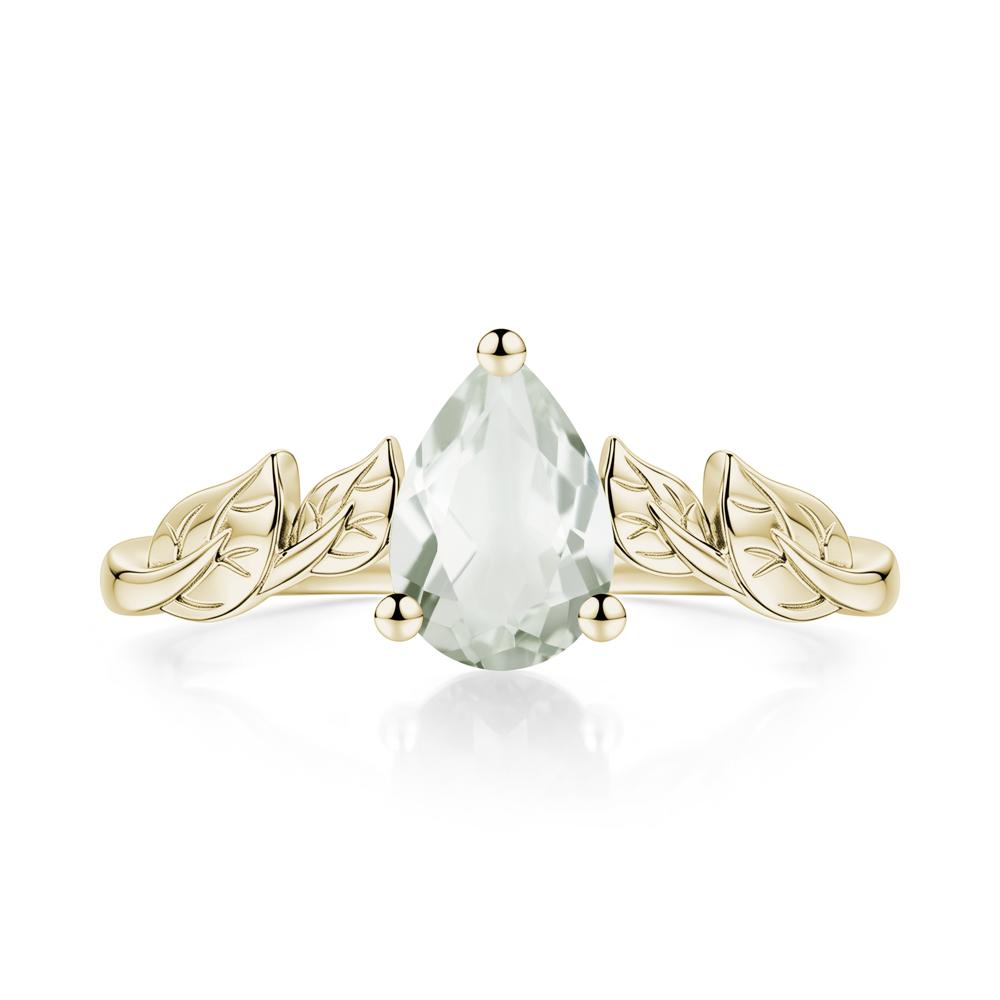Pear Cut Amethyst Leaf Ring for Women - LUO Jewelry #gemstone_Green Amethyst