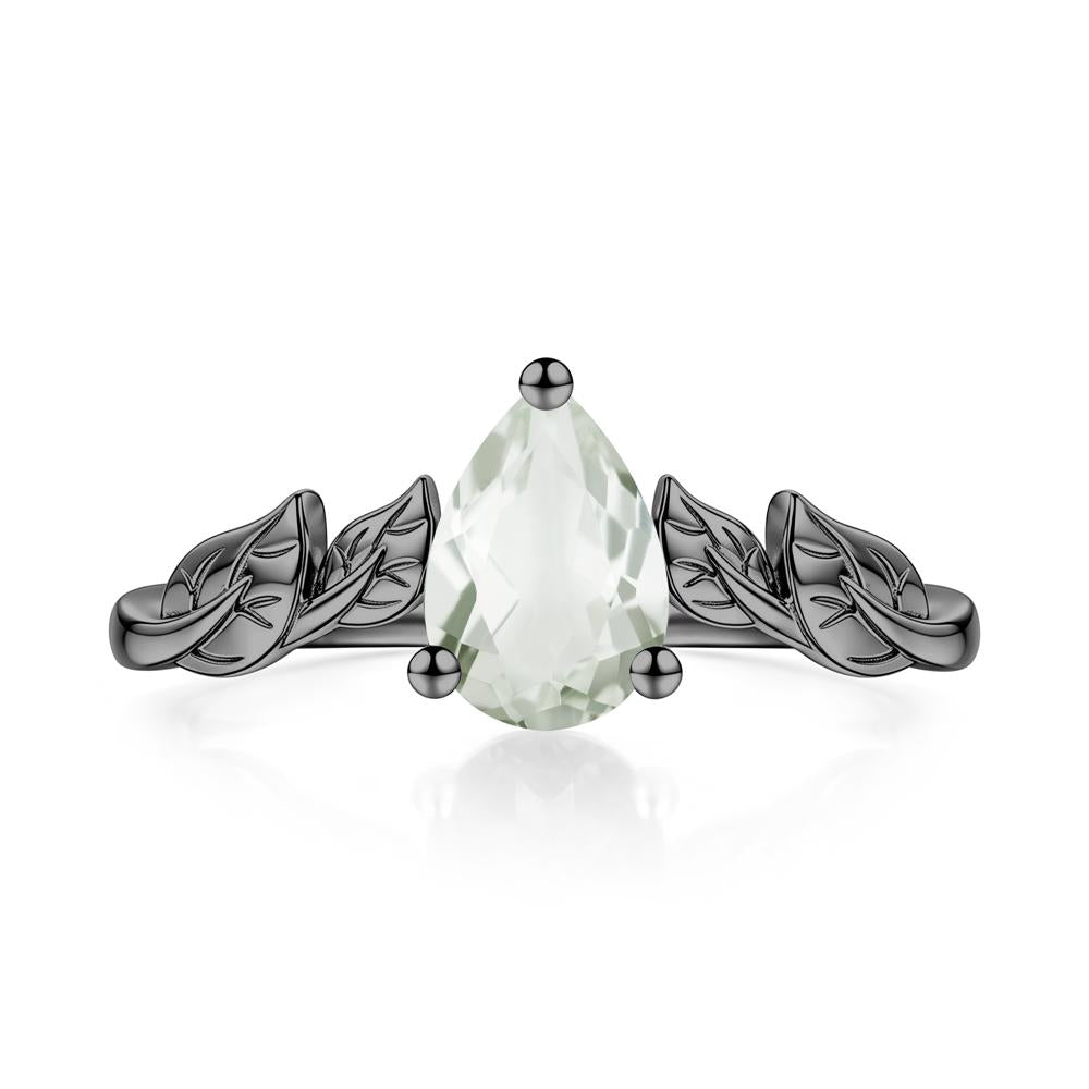 Pear Cut Amethyst Leaf Ring for Women - LUO Jewelry #gemstone_Green Amethyst