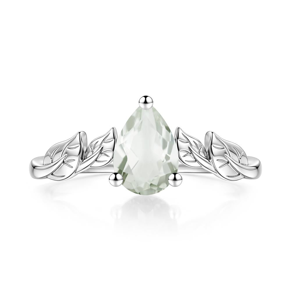 Pear Cut Amethyst Leaf Ring for Women - LUO Jewelry #gemstone_Green Amethyst