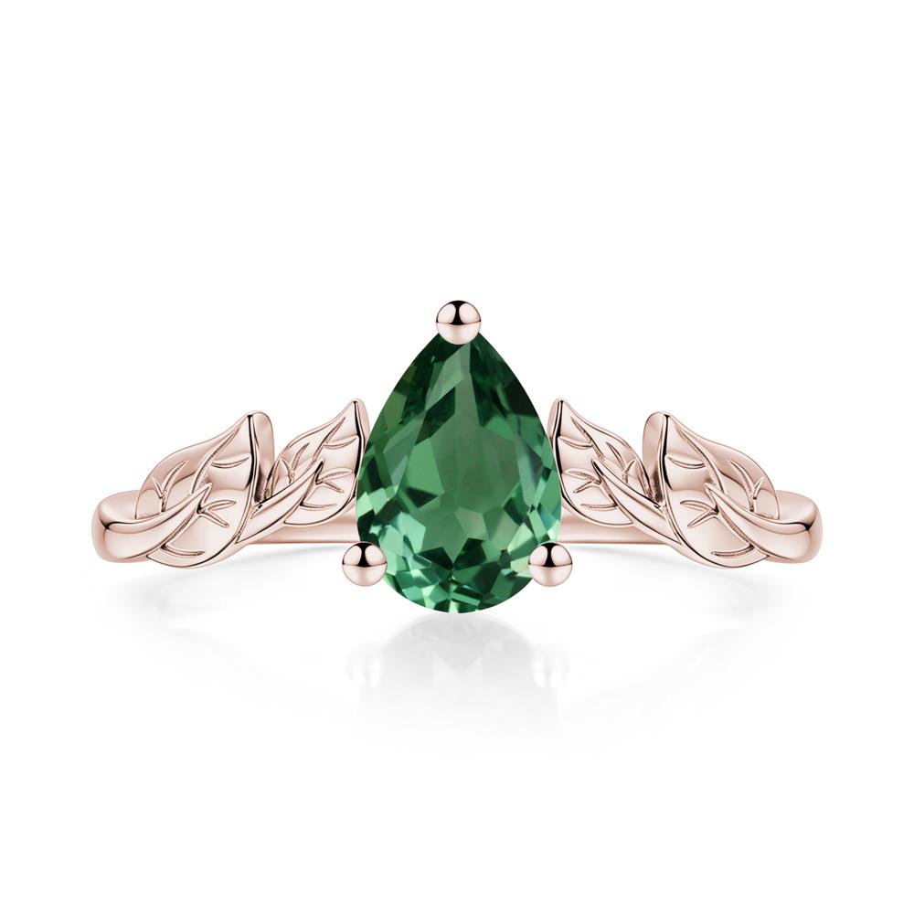 Pear Cut Amethyst Leaf Ring for Women - LUO Jewelry #gemstone_Green Sapphire