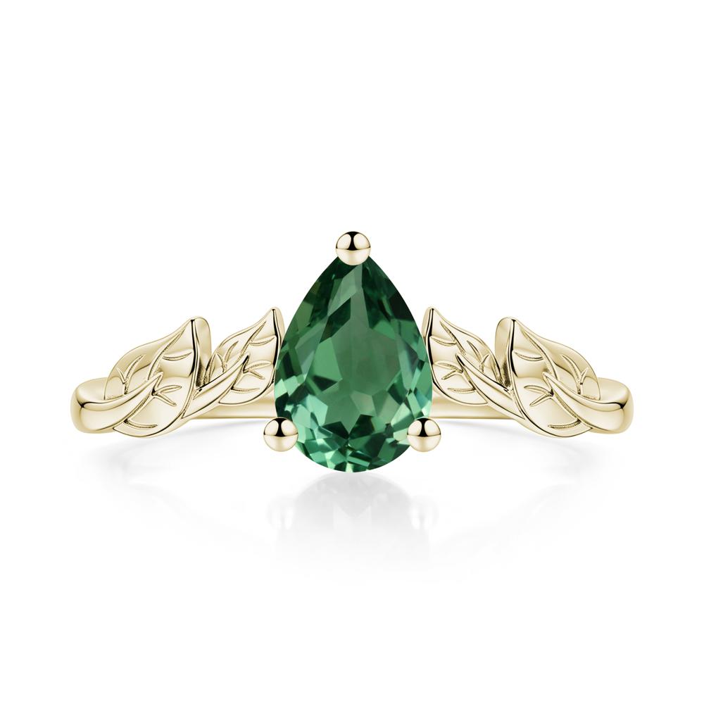 Pear Cut Amethyst Leaf Ring for Women - LUO Jewelry #gemstone_Green Sapphire