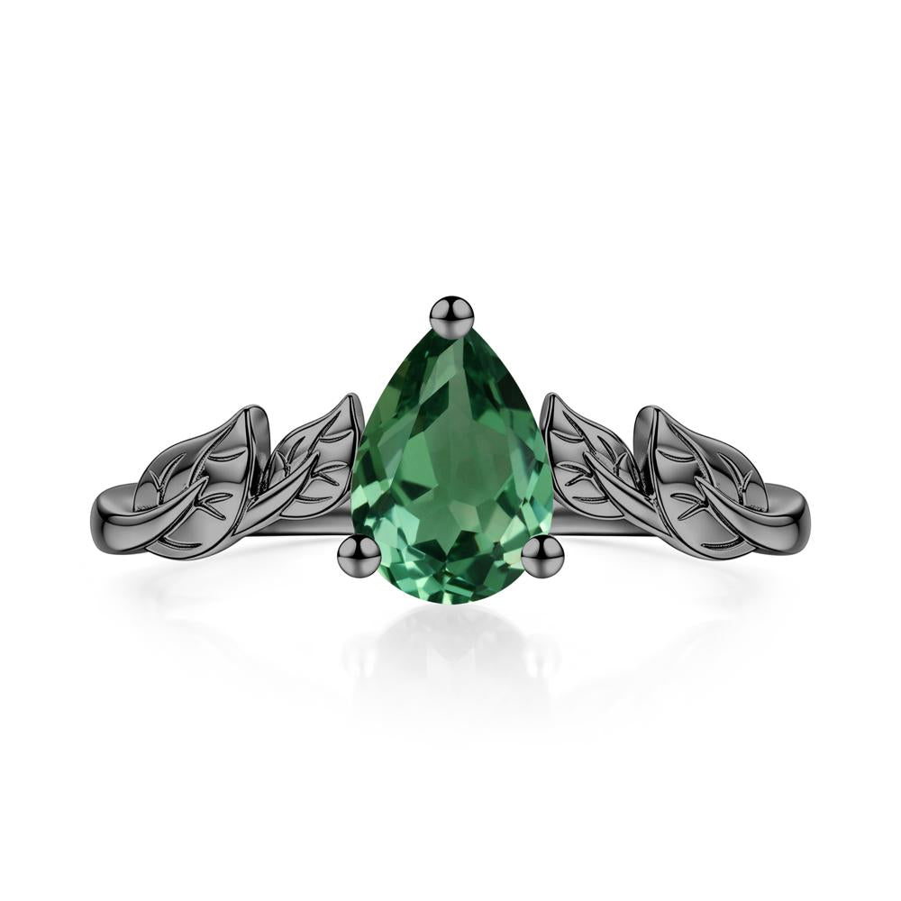 Pear Cut Amethyst Leaf Ring for Women - LUO Jewelry #gemstone_Green Sapphire