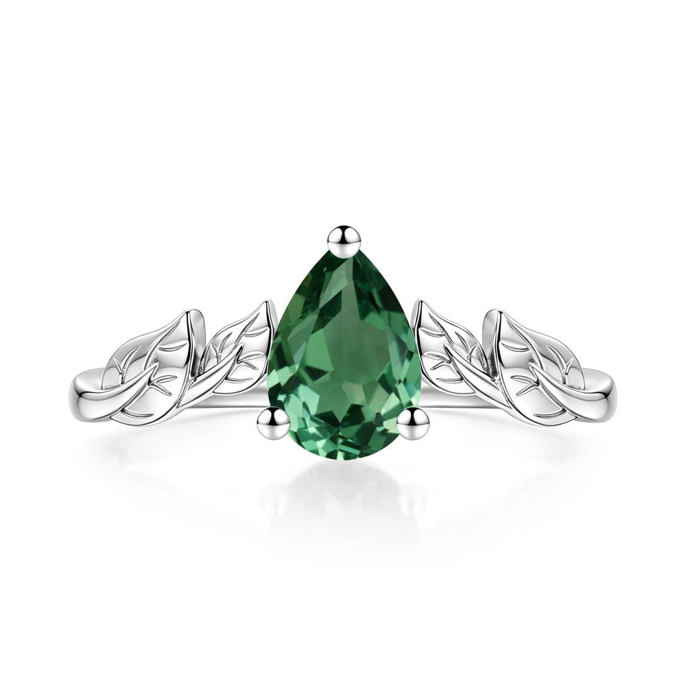 Pear Cut Amethyst Leaf Ring for Women - LUO Jewelry #gemstone_Green Sapphire