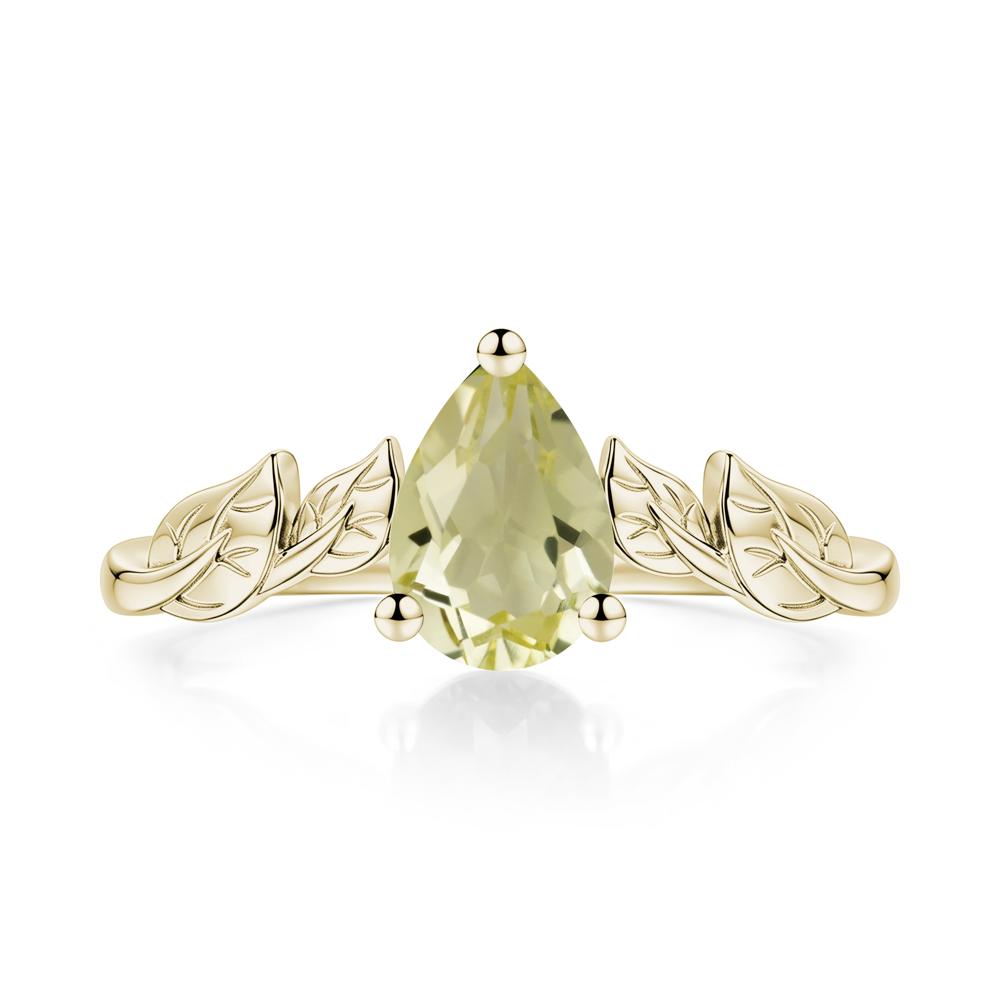 Pear Cut Amethyst Leaf Ring for Women - LUO Jewelry #gemstone_Lemon Quartz