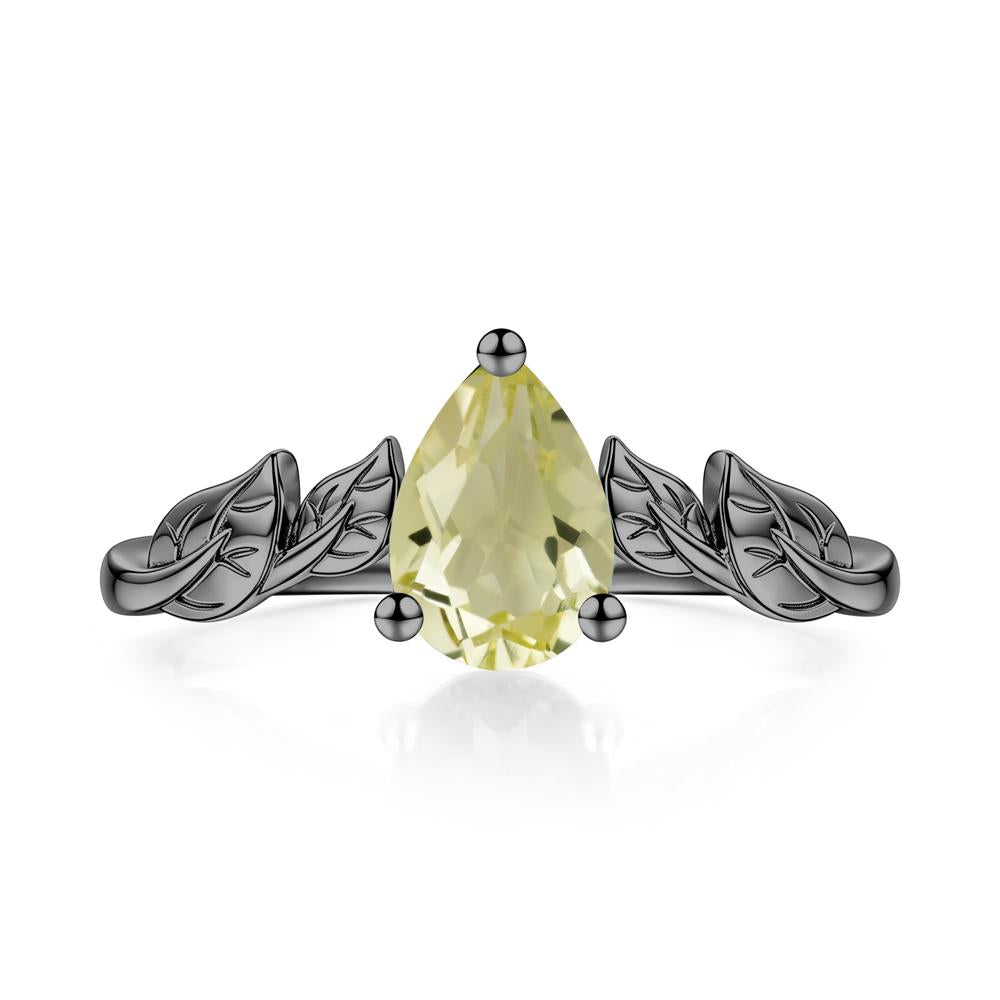 Pear Cut Amethyst Leaf Ring for Women - LUO Jewelry #gemstone_Lemon Quartz