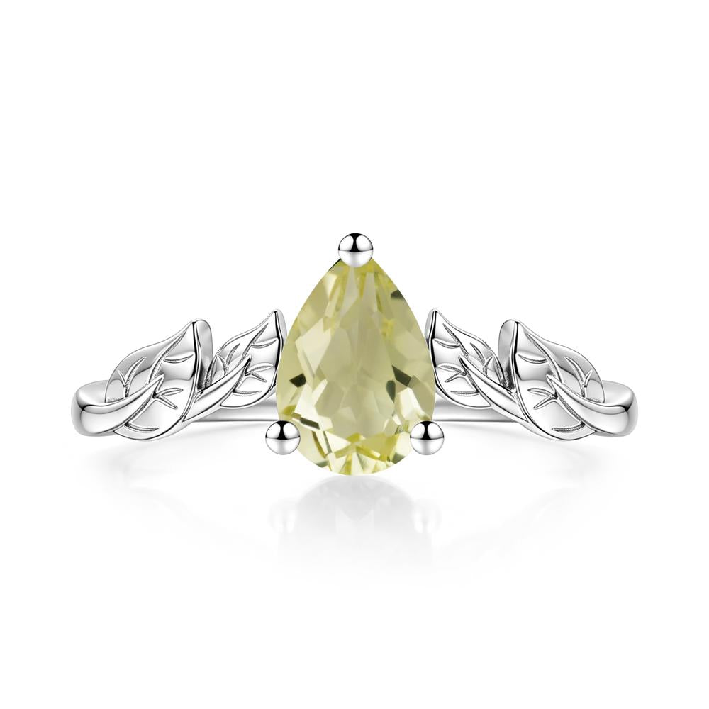 Pear Cut Amethyst Leaf Ring for Women - LUO Jewelry #gemstone_Lemon Quartz