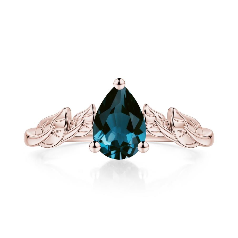 Pear Cut Amethyst Leaf Ring for Women - LUO Jewelry #gemstone_London Blue Topaz