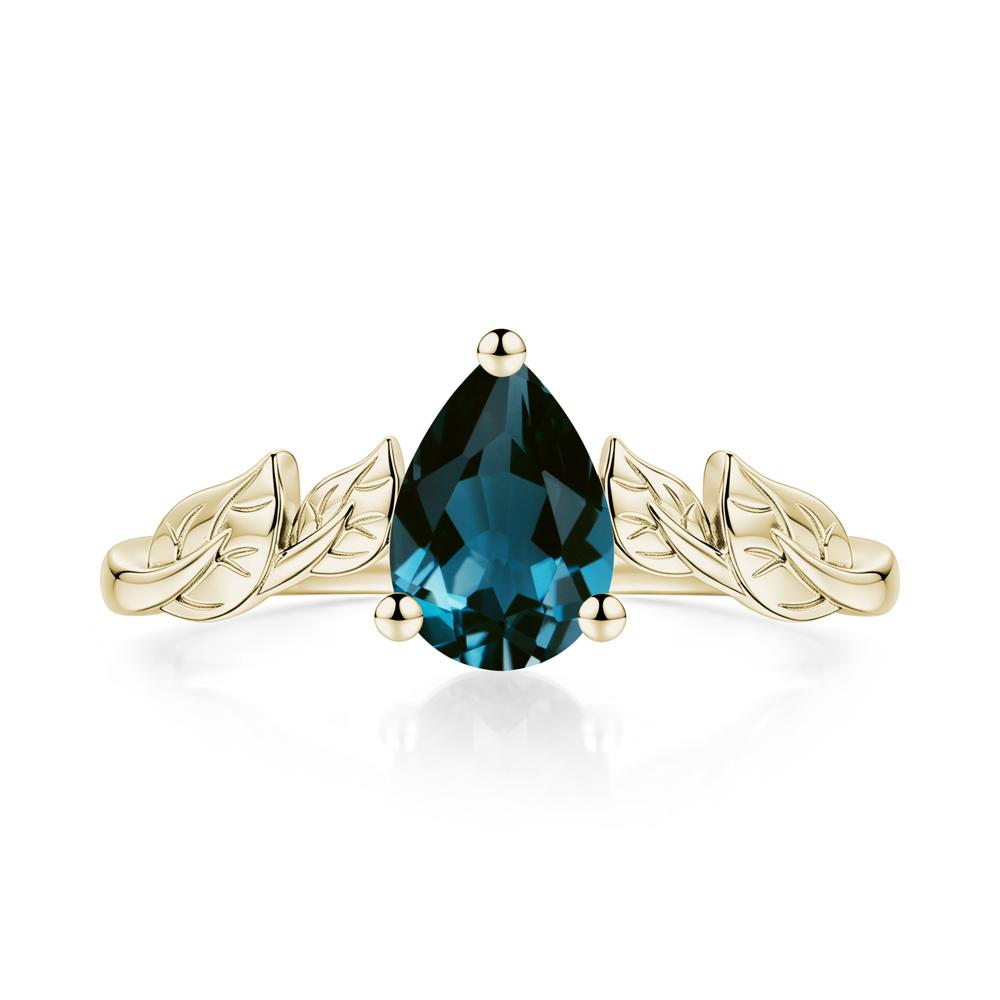 Pear Cut Amethyst Leaf Ring for Women - LUO Jewelry #gemstone_London Blue Topaz