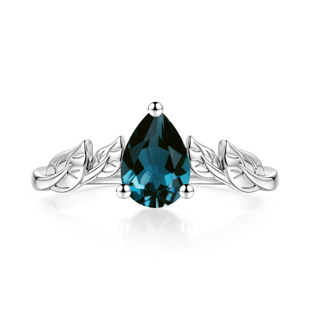 Pear Cut Amethyst Leaf Ring for Women - LUO Jewelry #gemstone_London Blue Topaz