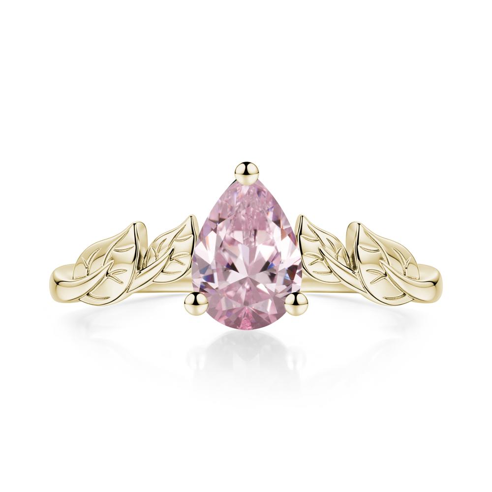 Pear Cut Amethyst Leaf Ring for Women - LUO Jewelry #gemstone_Pink Cubic Zirconia