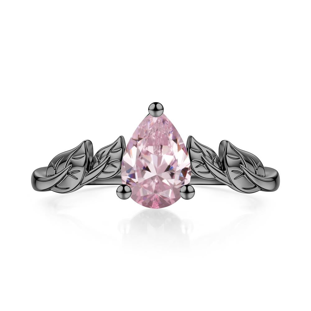 Pear Cut Amethyst Leaf Ring for Women - LUO Jewelry #gemstone_Pink Cubic Zirconia